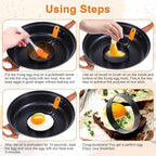 6 Pcs Professional Egg Ring Pancake Ring Set Stainless Steel Fried Egg Ring Griddle Pancake Shapers with Grill Oil Brush & Egg Separator for Breakfast Omelette Sandwich (4, 6 Inch)