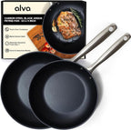 Alva Black Angus 9.5 & 11” Carbon Steel Frying Pan Set – Naturally Nonstick, PFAS-Free & Toxin-Free, Oven & Induction Safe, Chef-Grade Heat Control, Built to Last a Lifetime, Designed in Belgium