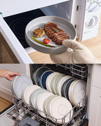 famiware Star 7.5" Pasta Bowls Set, Salad Bowl Set of 4, Double Reactive Glaze, Stackable, Ideal for Your Friend for Housewarming, Festivals, Light Gray