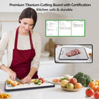 Titanium Kitchen Cutting Board Double-sided Chopping Boards for Meat,Vegetables, Dishwasher Safe Charcuterie Board Easy to Clean with Handle for Home Counter Outdoor Camping Gifts Large 15”×10.5”