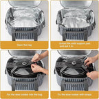 Fun Elements Double Layer Slow Cooker Carrier Bag for 6-8 Quart Oval Crock-Pot, Insulated Crock Pot Travel Bag with Support Pad and Adjustable Straps, Top Zip Compartment and Front Pocket for Utensils
