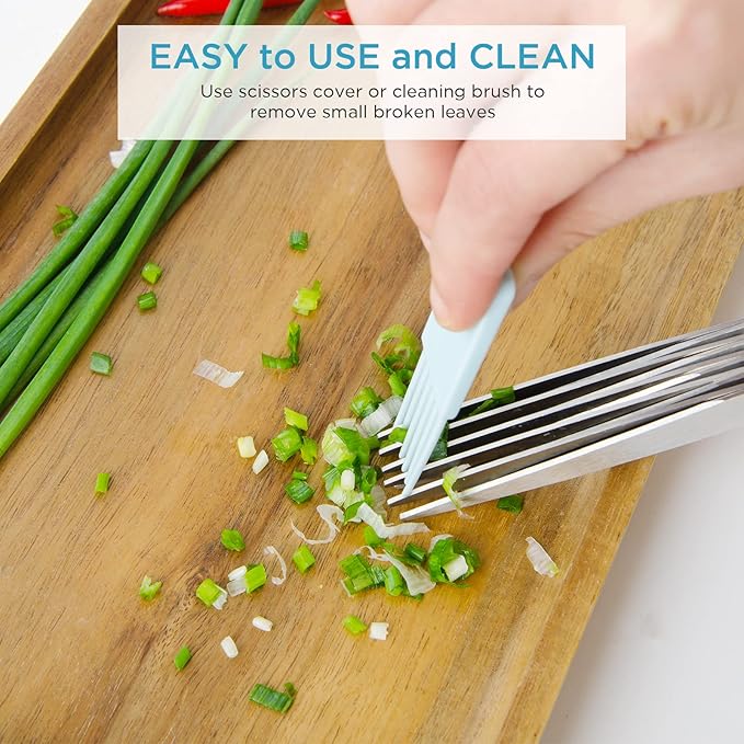 5 blade kitchen salad scissors,herbscissors,with 5 blades and cover, saladscissors for chopped salad,food scissors, with 5 blades and cover