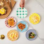 Ceramic Dessert Plates Set - 6 Inch Small Appetizer Plates for Kitchen - Salad Plate for Cake Snacks Side Dish, Microwave Dishwasher Safe, Gift, Assorted Colors
