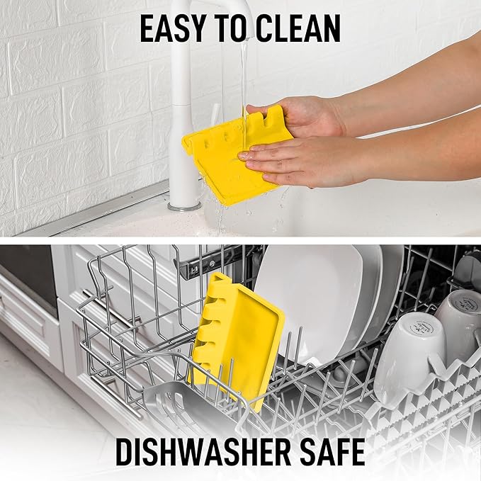 Zulay Kitchen Silicone Utensil Rest with Drip Pad for Multiple Utensils - BPA-Free, Heat-Resistant Spoon Rest & Spoon Holder for Stove Top - Kitchen Utensil Holder for Ladles & Tongs - Yellow