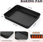 E-far 12.5 x 9.7 Inch Baking Pan, Nonstick Stainless Steel Rectangle Cake Pan for Baking Brownies Casseroles Lasagna, Stainless Steel Core & Nonstick Coating, Non-toxic & Oven Safe