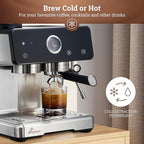 Auto Distribute & Tamp Espresso Machine with Grinder, Barista Coffee Machine with Cold Brew, Milk Frother for Latte, Cappuccino Machine for Home, Easy 2-Step Espresso Brewing for Beginner