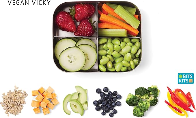 Stainless Steel Bento Box Lunch and Snack Container for Kids and Adults, 4 Sections