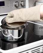 All-Clad Silicone Oven Mitts: Heat Resistant up to 500 Degrees - 100% Cotton & Silicone, 14"x7" Oven Mitt for Kitchen and Barbeque, 2-Pack, Almond