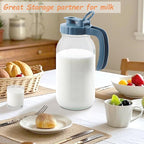 Mason Jar Pitcher 2 Quart With Pour Spout Lids 64 OZ Wide Mouth Water Pitcher Airtight And Leakproof Glass Carafe With Handle And Flip Cap For Milk, Iced Tea, Cold Brew Coffee, Juice, Infused Water