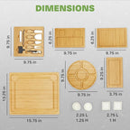 Dynamic Gear Charcuterie Boards with Drawers - Expandable Bamboo Cheese Board Set with Stainless Steel Utensils, Ceramic Bowls, Serving Trays, Utensil Drawer, and Appetizer Tray - 4 Hidden Drawers