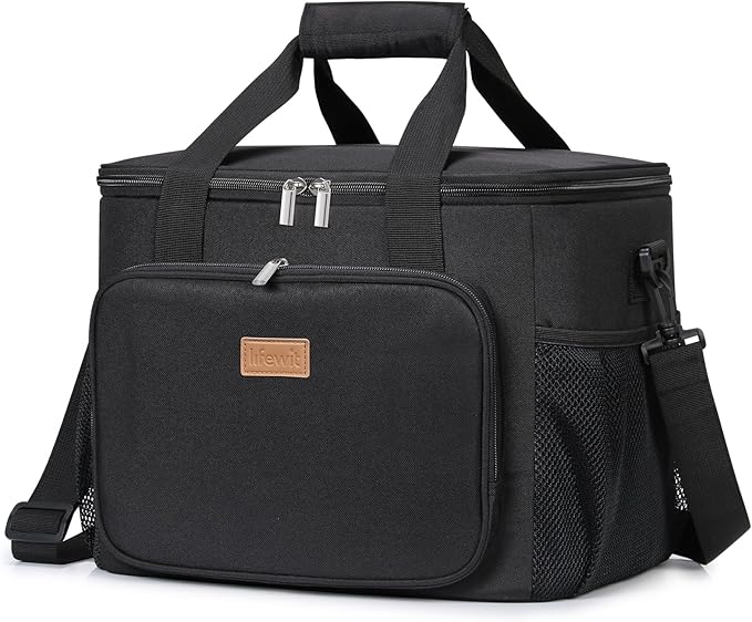 Lifewit Large Lunch Bag Insulated Lunch Box Soft Cooler Cooling Tote for Adult Men Women, Black 40-Can (24L)