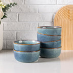AmorArc Cereal Bowls Set of 6 for Kitchen, 26oz Stoneware Soup Bowls Set for Cereal Soup Meal, Dishwasher &Microwave Safe, Ceylon Blue