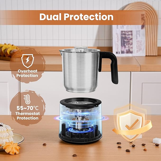 Gevi Hot Chocolate Maker with 5 in 1 Milk Frother and Steamer, Professional Milk Steamer, 17 oz/3.5 oz, Stainless Steel, Hot and Cold Milk Frother for Latte, Macchiato, Cappuccino and Hot Chocolate