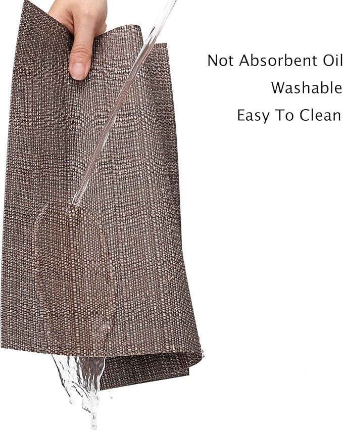 Myir JUN Placemats Set of 4, Vinyl Woven Placemats Place Mats Indoor Set of 4 Washable Table Mats Non-Slip Place mats for Dining Table (Coffee, Set of 4)