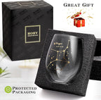 HOHY Virgo Wine Glass Virgo Birthday Gifts 20oz, Virgo Stemless Wine Glasses, Aastrology Zodiac Gifts Constellation Glass Define Design, Horoscope Gift, September Birthday Gifts for Women Men
