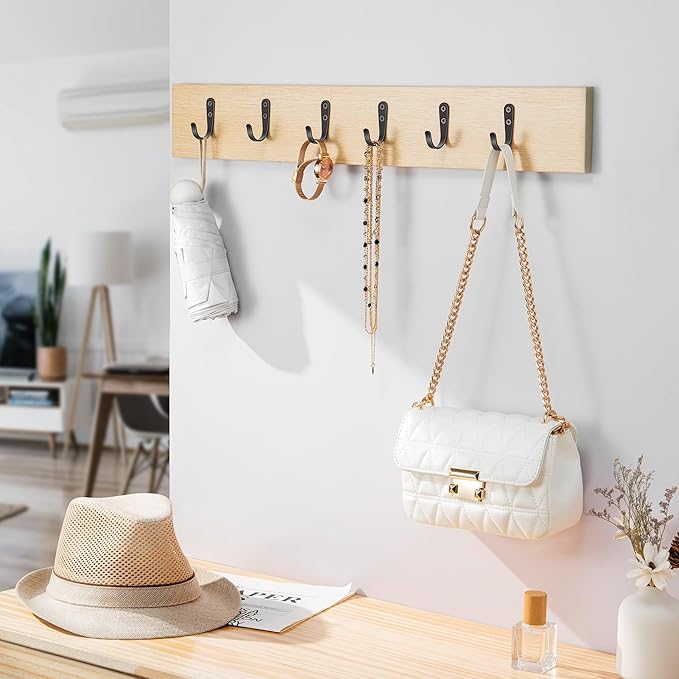 15Pcs Wall Hooks for Bathroom, Kitchen, Closet, and Garage - Black Metal Hooks for Hanging Coats, Towels, Hats, Keys, Bags, and Coffee Cups - Holds Up to 40 lbs