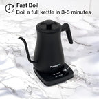 1.0L 1500W Gooseneck Electric Kettle - Stainless Steel Interior - Rapid-Boil - Auto Shut-Off, Boil-Dry Protection, Temperature Control, LED Indicator - Black by The Display Guys