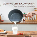 SENSARTE Nonstick Saucepan with Lid, 2.5 Quarts Medium Pot with Swiss Granite Coating, Stay-cool Handle, Sauce Pan Small Kitchen Cooking Pot, Induction Comptable, Free of Intentionally Added PFOA