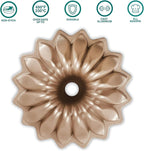 Baker's Secret for Fluted Cake Pan, Fluted Cake Pans, Die Cast Aluminum Cake Pans, 2 Layers Non-stick Coating, Novelty Cake Pan, 7.2 Cups Capacity - The Cast Aluminum Collection (Spring Water)