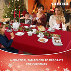 sancua Rectangle Tablecloth - 54 x 78 Inch - Stain and Wrinkle Resistant Washable Polyester Table Cloth, Decorative Fabric Table Cover for Dining Tables, Buffet Parties, Christmas Red