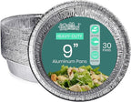 FUNSTITUTION Round Disposable Aluminum Pie Pans (30 Pack) - 9 Inch Disposable Pie Pans - Round Aluminum Foil Pans For Baking, Grilling, Cooking, Storing, Prepping