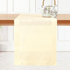 D'Moksha Homes Linen Vanilla Cream Table Runner 102 Inches Long - 100% Pure Linen Dining Table Runner 14 x 102 Inch for Summer, Fall and Halloween - Machine Washable