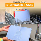 4-Piece Non-Toxic Cutting Board Set with Premium Scissors and Holder (Tall Silver)