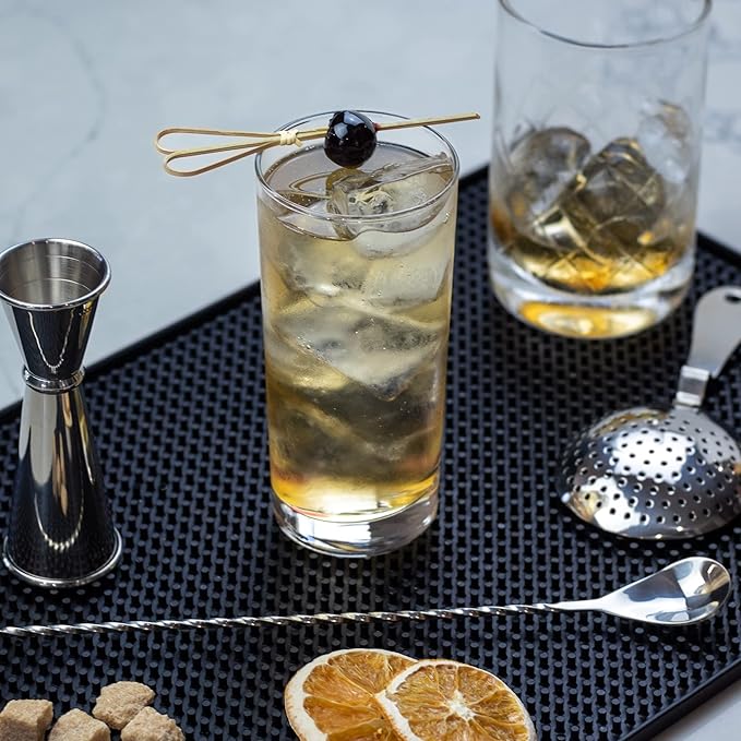 Bar Spoon: 12.5” Stainless Steel Cocktail Mixing Spoon, Long Handle Spiral Design with Weighted Teardrop End (Set of 2)