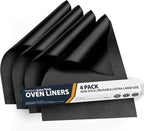 Oven Liners for Bottom of Oven - 4 Pack Large Heavy Duty Mats, 17”x25” Non-Stick Reusable Liner for Electric, Gas, Toasters, Grills - BPA & PFOA Free Kitchen Accessory to Keep It Clean (Black)
