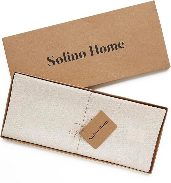 Solino Home Linen Table Runner 48 Inches - 100% Pure Linen Light Natural Table Runner 14 x 48 Inch Ideal for Dresser and Coffee Tables - Summer, Fall, Autumn - Athena