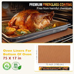 Large Oven Liners for Bottom of Oven, 17"x75" Heavy Duty Non-Stick Oven Liner Mat, Reusable Heat Resistant Grill & Baking Mat, BPA/PFOA Free Roaster Liners, Fits Electric, Gas, Toaster Ovens (Copper)