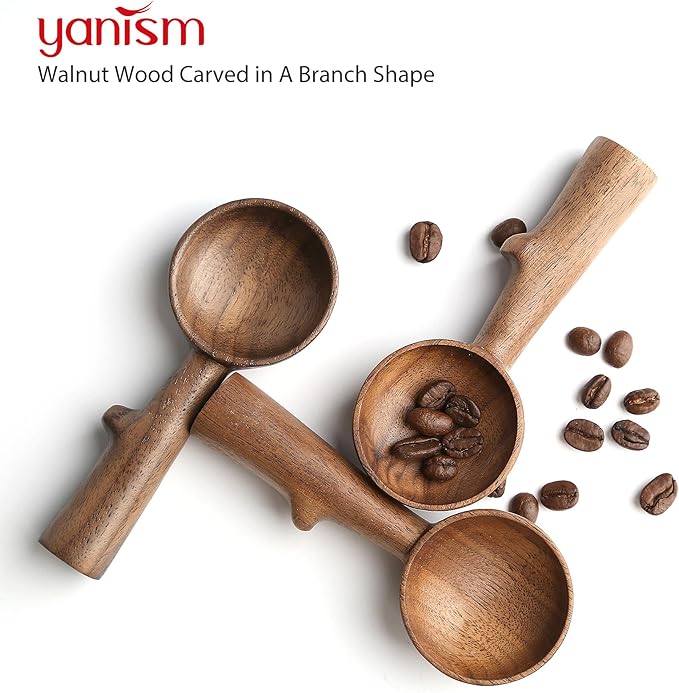 Walnut Coffee Scoop,Wooden Coffee Bean Measuring Spoon,5g Capacity,Natural Wood Coffee Scoop for Tea,Sugar & Powder,Rustic Kitchen Gift for Coffee Lovers