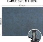 Softalker Vinyl Placemats Set of 8 - Faux Leather Heat Resistant Place Mats, 100% Waterproof Oilproof Wipe Clean Table Mats for Indoor & Outdoor Use, 17’’×12’’, Navy Blue