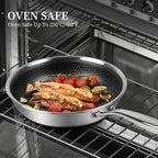Innerwell Tri-Ply Stainless Steel Frying Pan Set with Lid,9.5Inch 11Inch Nonstick Honeycomb Stainless Steel Cooking Pan Set of 2 Skillet Works Pan for Cooking with Induction Gas Stovetops