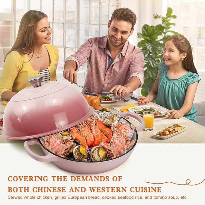 DVK Dutch Oven Pot with Lid for Sourdough Bread Baking Enameled 6 Qt Cast Iron Dutch Oven for Resistant Stovetop and Oven Safe