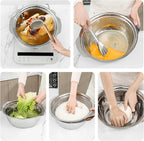 304 Stainless Steel Microporous Colander with Handle, Rice Washers Microporous Strainer Set For washing vegetables, fruits and rice, and draining cooked pasta.