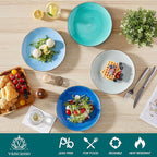 vancasso Bonita Salad Plates, 8.5 inch Small Dinner Plates Set, Ceramic Dessert Plate Serving Dishes Set of 6, Microwave, Oven and Dishwasher Safe, Assorted Color
