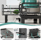 Small Dish Drying Rack - Extendable Dish Rack for Kitchen Counter, Rustproof Dish Drainers with Utensil Holder, Perfect for Apartments, RVs and Small Spaces,16.5" D x 7.5"-12.5" W x 6.5" H