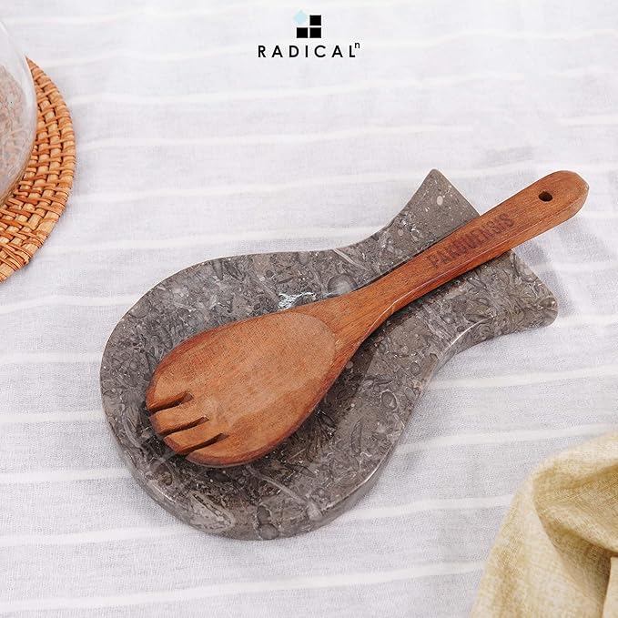 Radicaln Marble Spoon Rest 8'' inches Oceanic Handmade Non-Slip Kitchen Utensil Holder - Kitchen Utensil Holder for Countertop, Dining table, Coffee Table and stove top