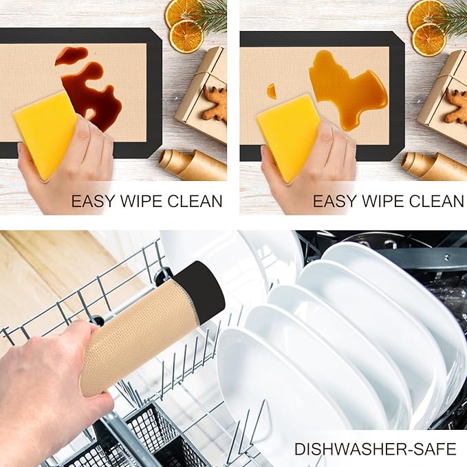 Silicone Baking Mat, 3 Pack Reusable Baking Mat, Non-Stick, Food Safe Silicone Mats for Baking, Oven Baking Sheet for Making Cookies, Macaroons, Bread