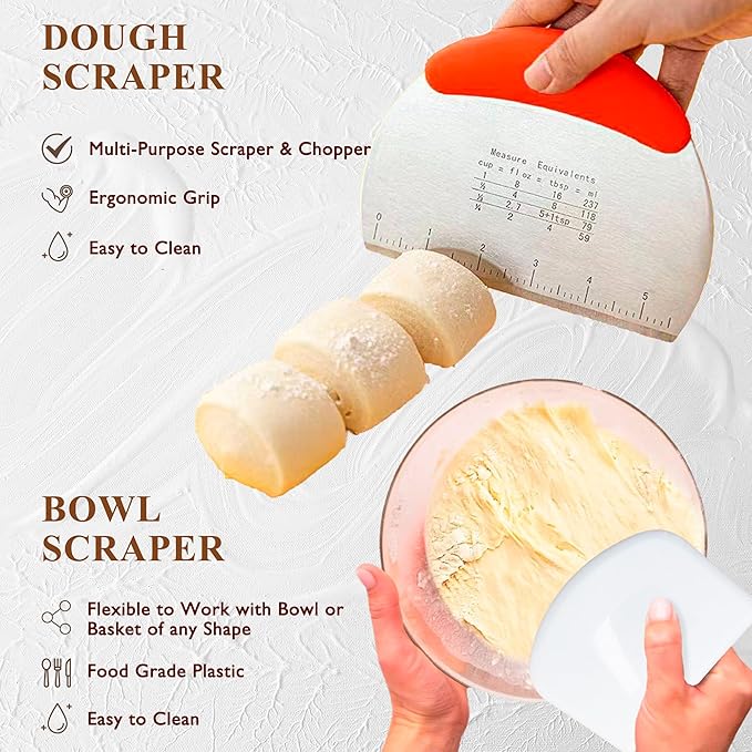 Complete Sourdough Starter Kit, Banneton Bread Proofing Basket with Glass Sourdough Starter Jar, Sourdough Bread Baking Supplies, 9'' Round Bread Proofing Basket, Sourdough Starter for Bread Making Baking Fermentation