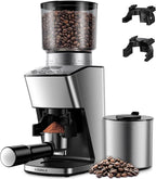 Conical Burr Coffee Grinder Electric, Espresso Grinder for Home Use, Burr Mill with 51 Grind Settings, Precision Electronic Timer, Stainless Steel Container