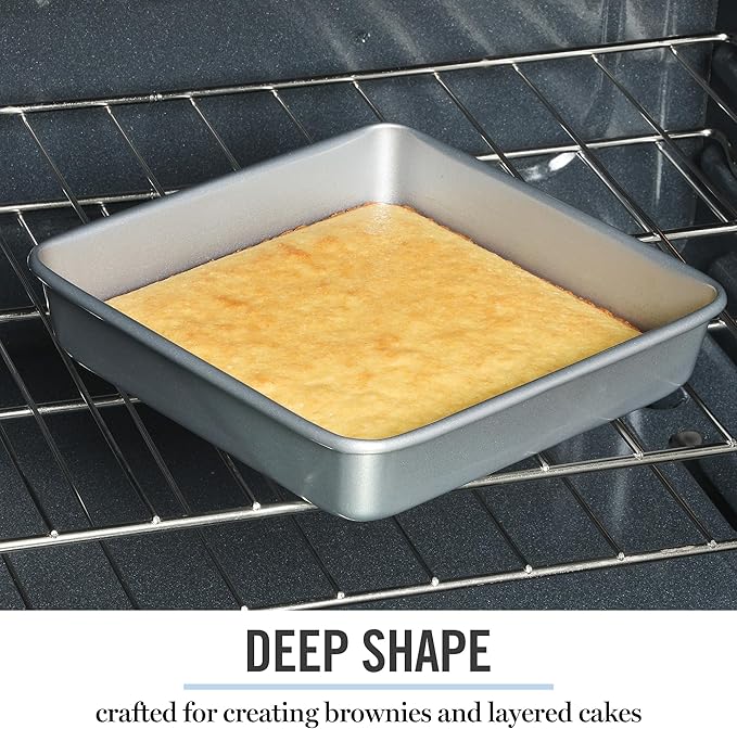 Martha Stewart Gallen 9 Inch Square Nonstick Carbon Steel Cake Pan - Silver