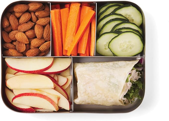 Stainless Steel Bento Box Lunch and Snack Container for Kids and Adults, 5 Sections