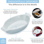 Heartland Home Porcelain Mini Casserole Dish Oval Au Gratin Dish (4pc Set). Cauliflower Baking Dish, Banana Split Bowls, Single Serving Dishes, Small Individual Gratin Dishes Set