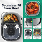 Silicone Air Fryer Liners for Ninja FN101GY Crispi Glass Basket – 4QT 6QT Reusable Nonstick Containers with Heat Mat and Oil Brush