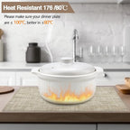 Placemats Set of 4 - Easy Clean Washable Vinyl Placemats - Wipeable Heat Resistant Table Mats for Dining Table - 17.7x11.8 Inch (4, Gray & Gold Two-Tone)