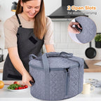 BAGSPRITE Slow Cooker Carrying Case Compatible with 6-8 Quart Crockpot Carrier for Hot Food and Hamlton Beach Slow Cooker Tote with Lid Fastener for Crock-pot Dust Cover Applicances