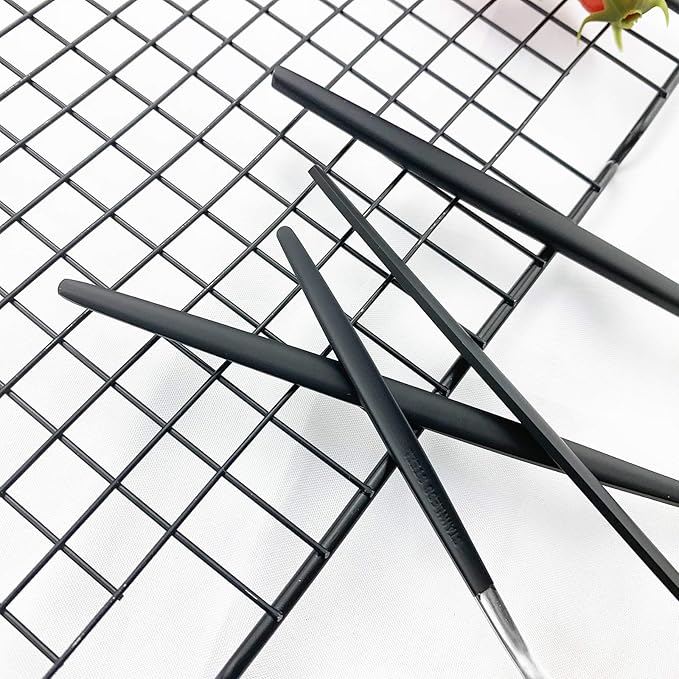 JASHII Flatware Serving Set 24 Piece, Stainless Steel Silverware Set, Titanium Black Silver Cutlery Set, Modern Elegant Tableware Set for Party, Christmas, Dinner (Black Silver)