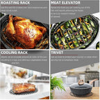 Roasting Rack, Black with Integrated Feet, Enamel Finished, Nonstick, fit for 15 inches oval roasting pan, safety, dishwasher, Great for Basting, Cooking, Drying, Cooling rack. (12.5”x 8.5”)